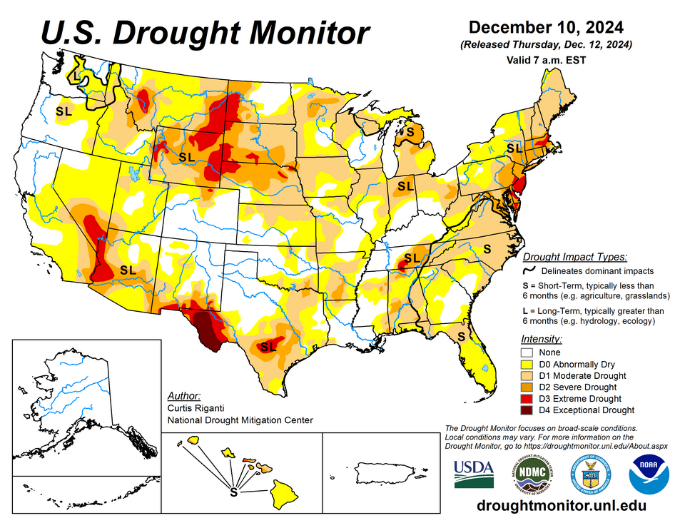 US drought map december 10 2024